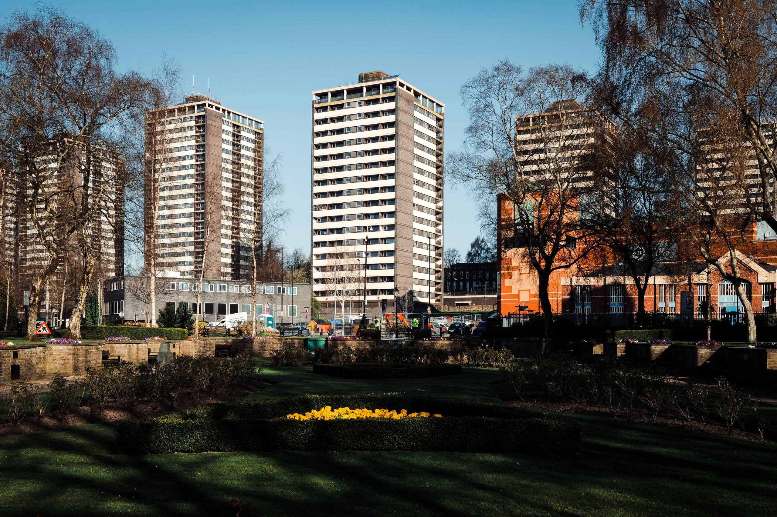 Landscape shot of rochdale highrise buildings