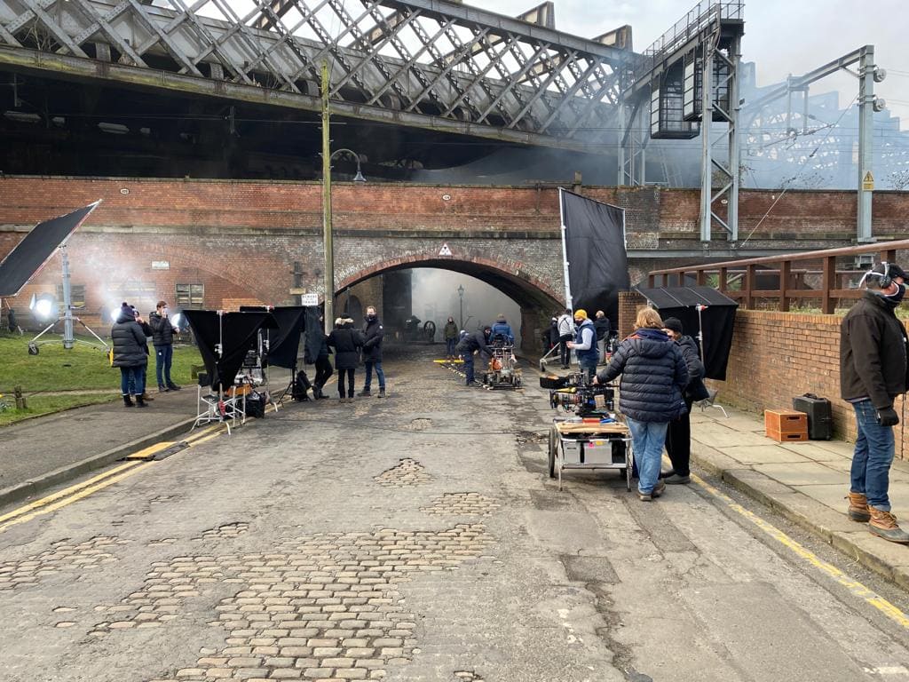 Filming crew in castlefield bowl, manchester city centre